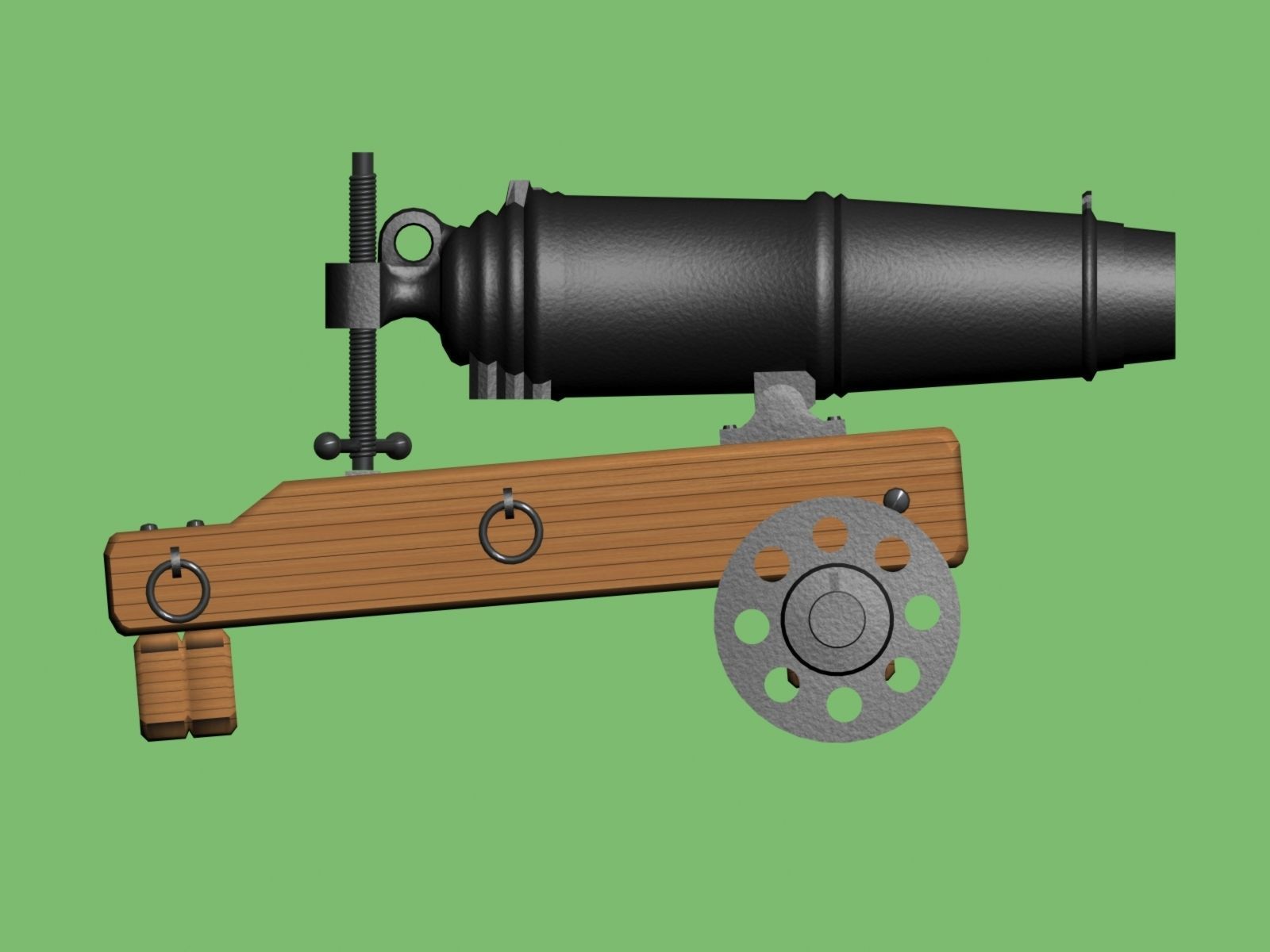 18-pounder carronade 19th century naval gun 3D model_3