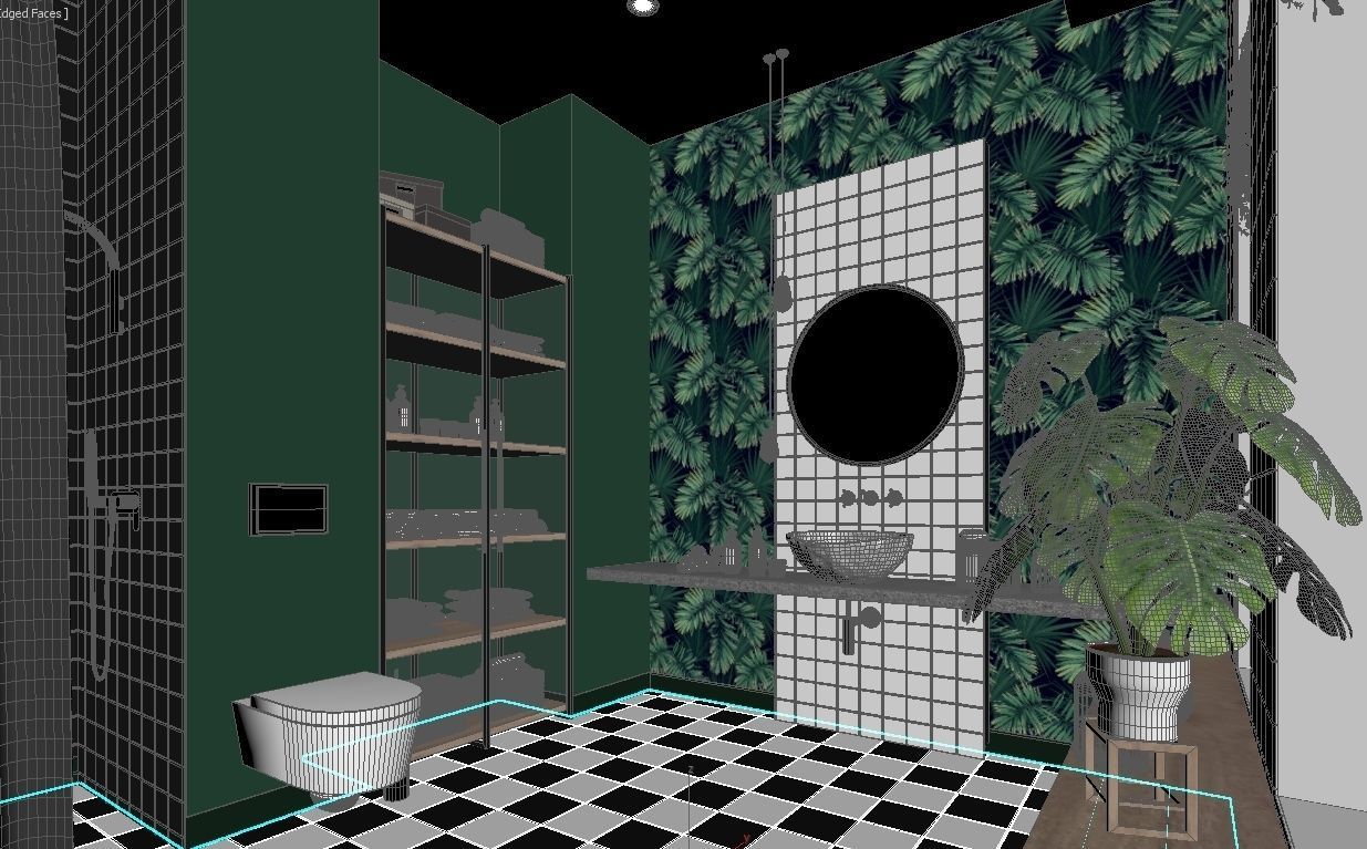 Glam Green Bathroom 3D model_13