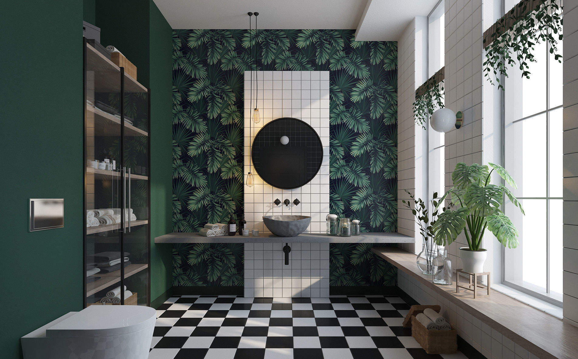 Glam Green Bathroom 3D model_1