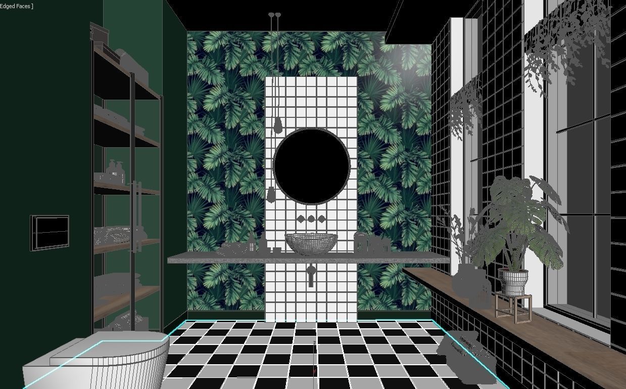Glam Green Bathroom 3D model_14