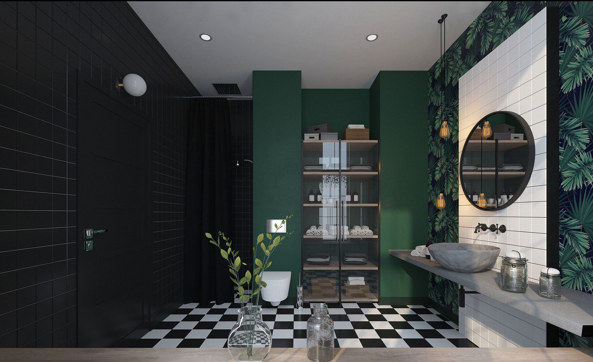 Glam Green Bathroom 3D model_3