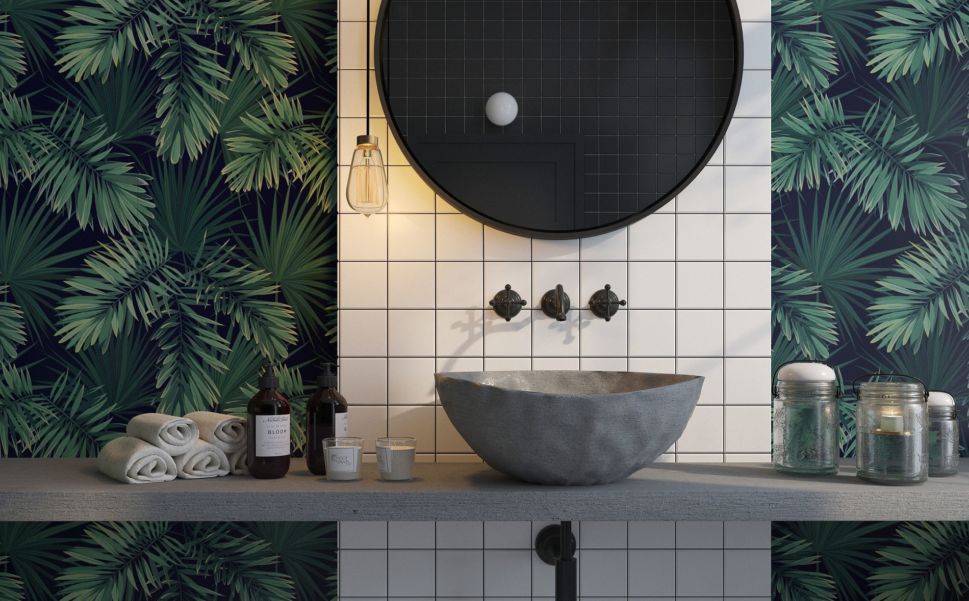 Glam Green Bathroom 3D model_5