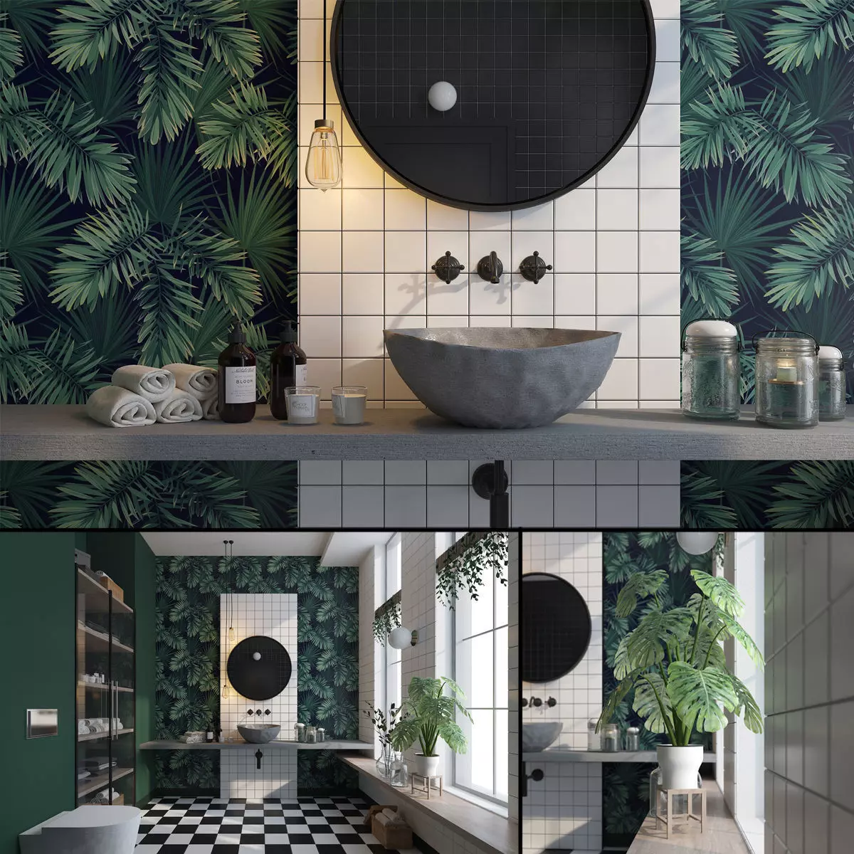 Glam Green Bathroom 3D model_0