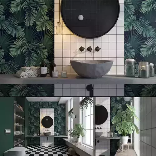 Glam Green Bathroom 3D model