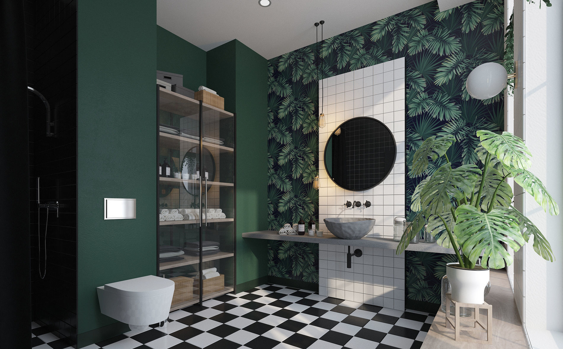Glam Green Bathroom 3D model_2