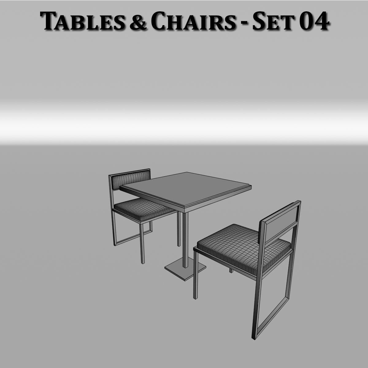 Metal Tables and Chairs - 4 Sets 3D model_23