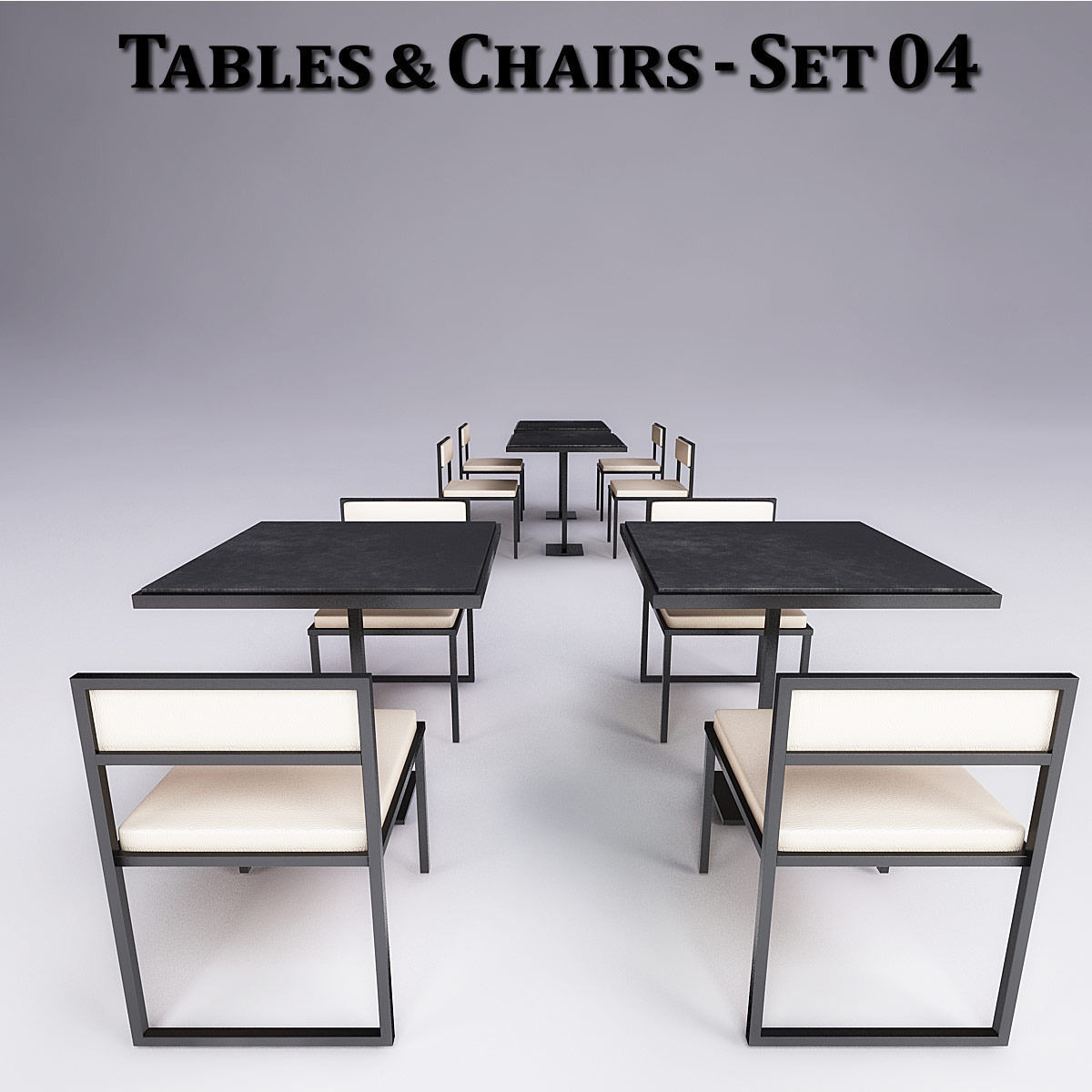 Metal Tables and Chairs - 4 Sets 3D model_26