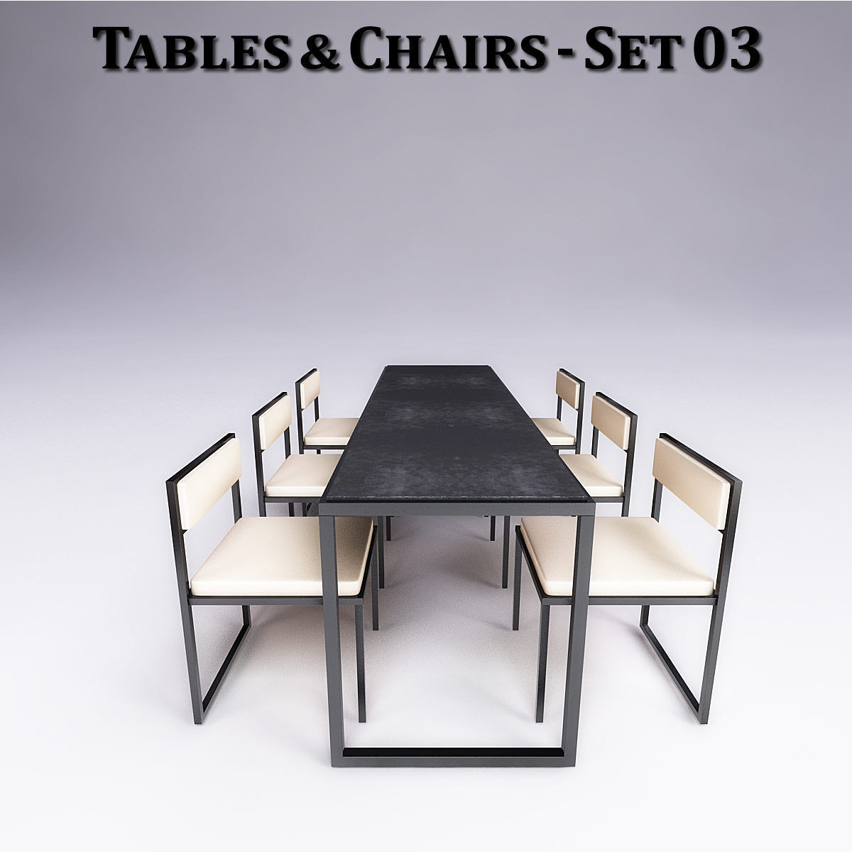 Metal Tables and Chairs - 4 Sets 3D model_16