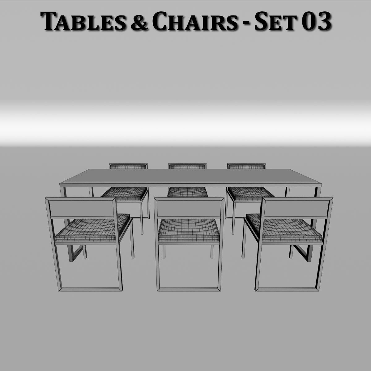 Metal Tables and Chairs - 4 Sets 3D model_19