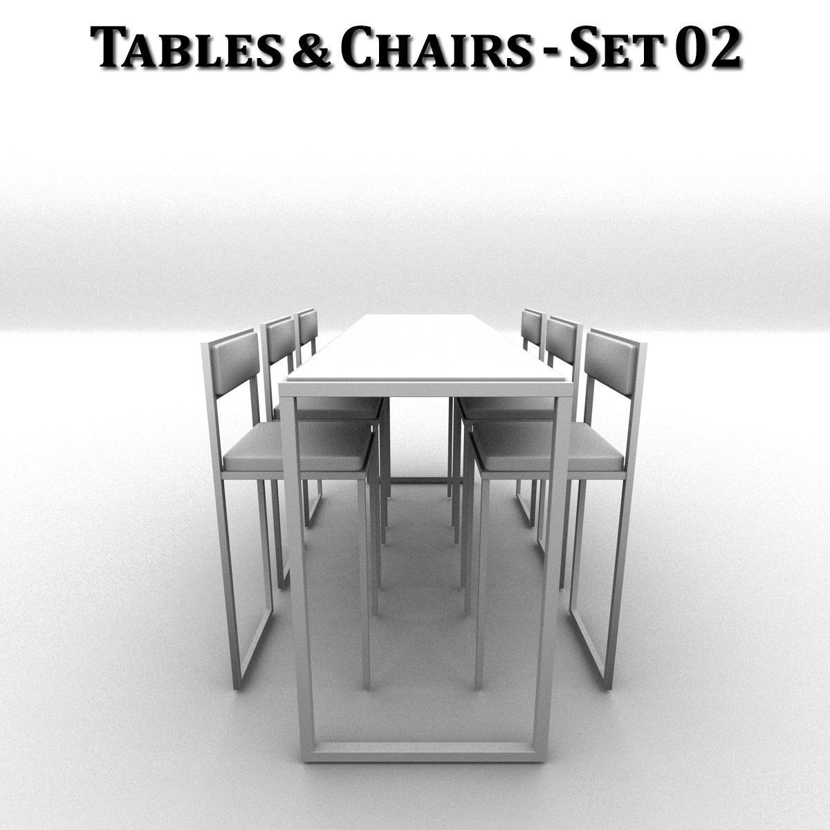 Metal Tables and Chairs - 4 Sets 3D model_12