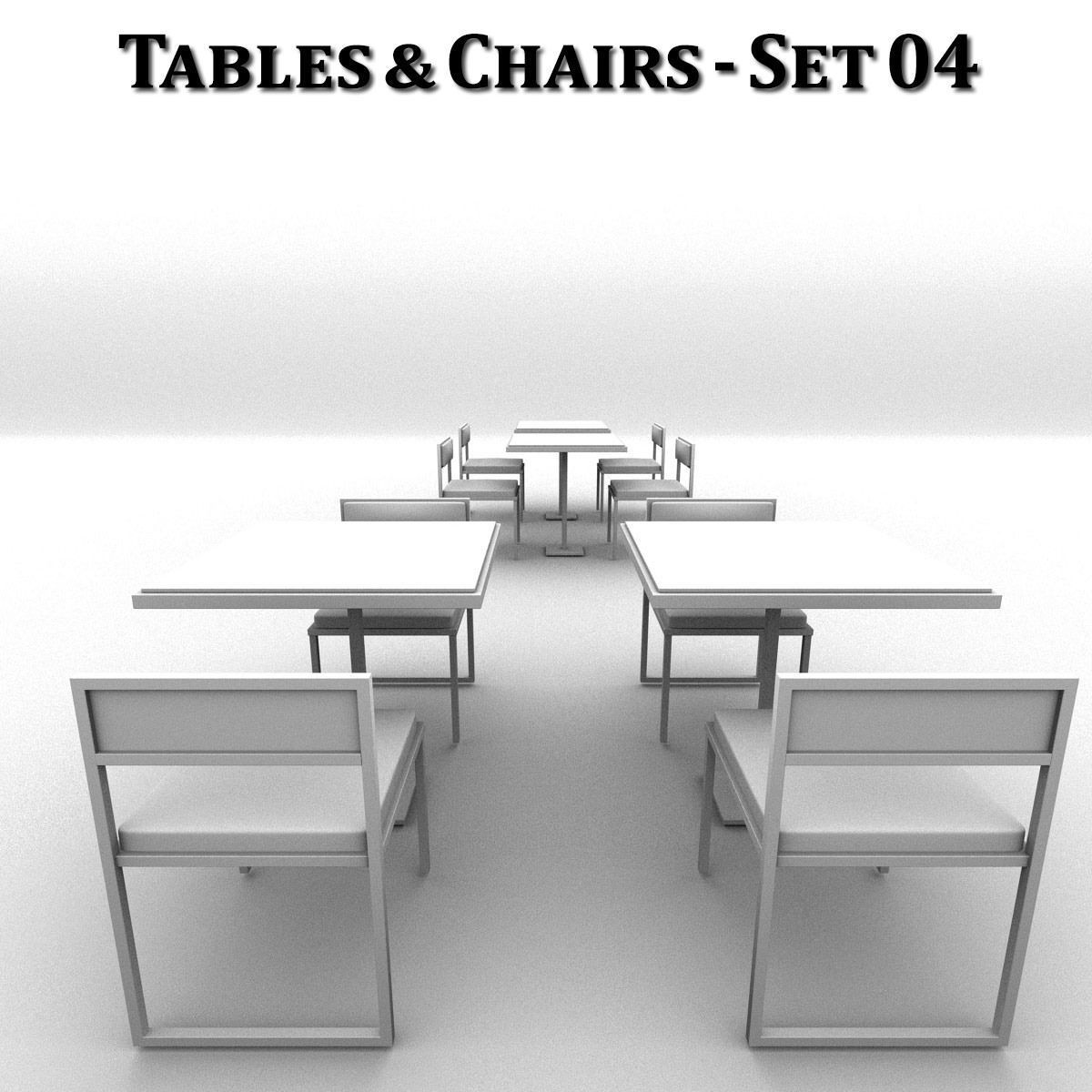 Metal Tables and Chairs - 4 Sets 3D model_28