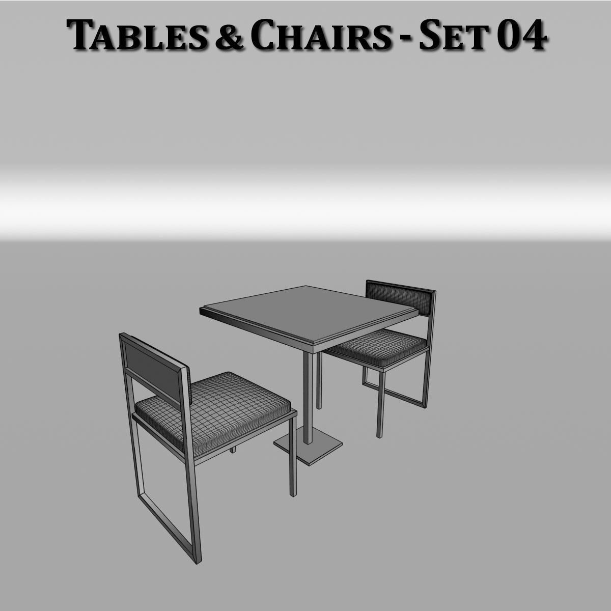 Metal Tables and Chairs - 4 Sets 3D model_30