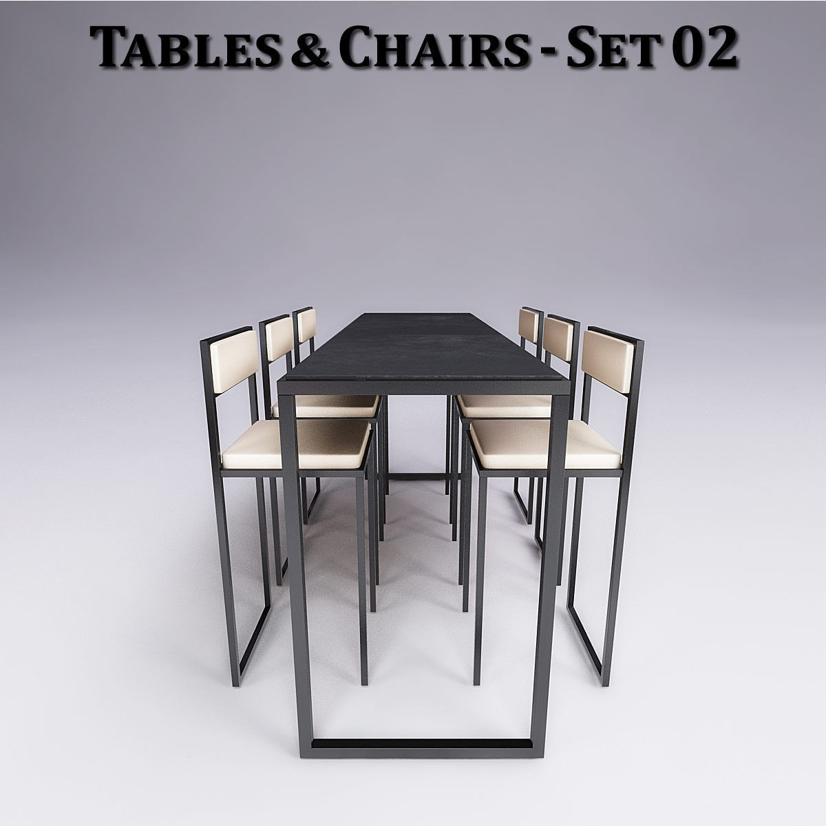 Metal Tables and Chairs - 4 Sets 3D model_10