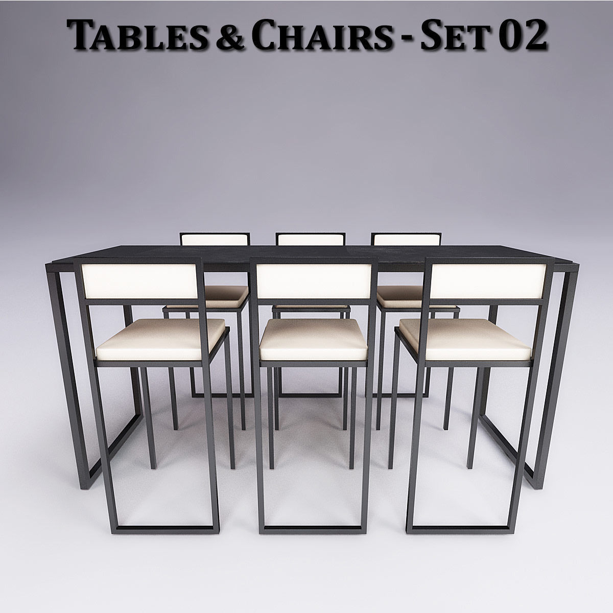 Metal Tables and Chairs - 4 Sets 3D model_11
