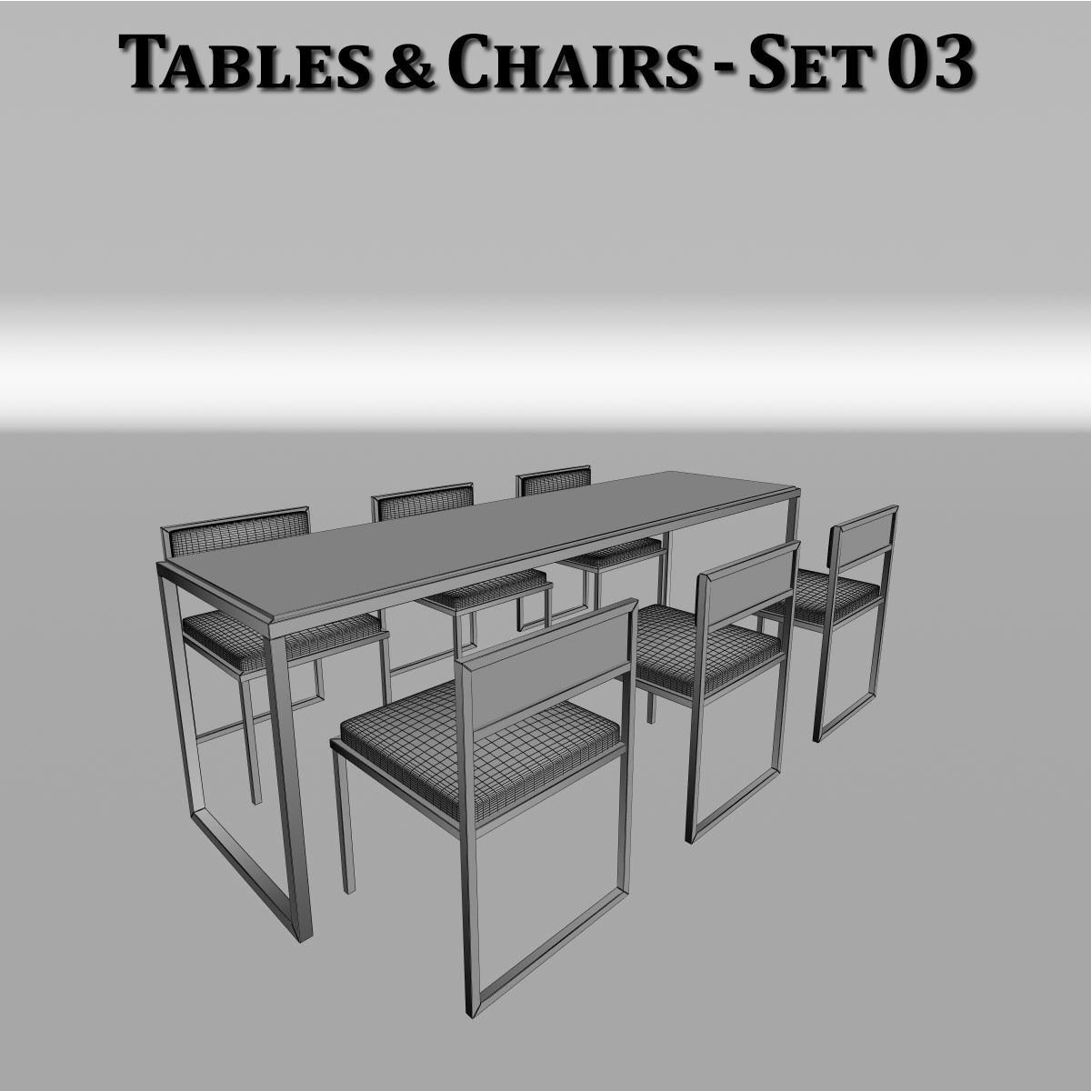 Metal Tables and Chairs - 4 Sets 3D model_22