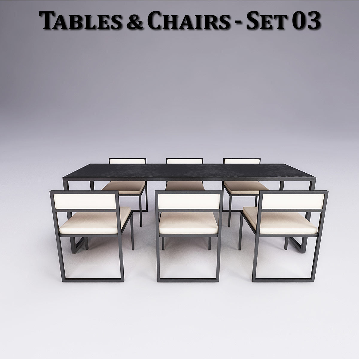 Metal Tables and Chairs - 4 Sets 3D model_20