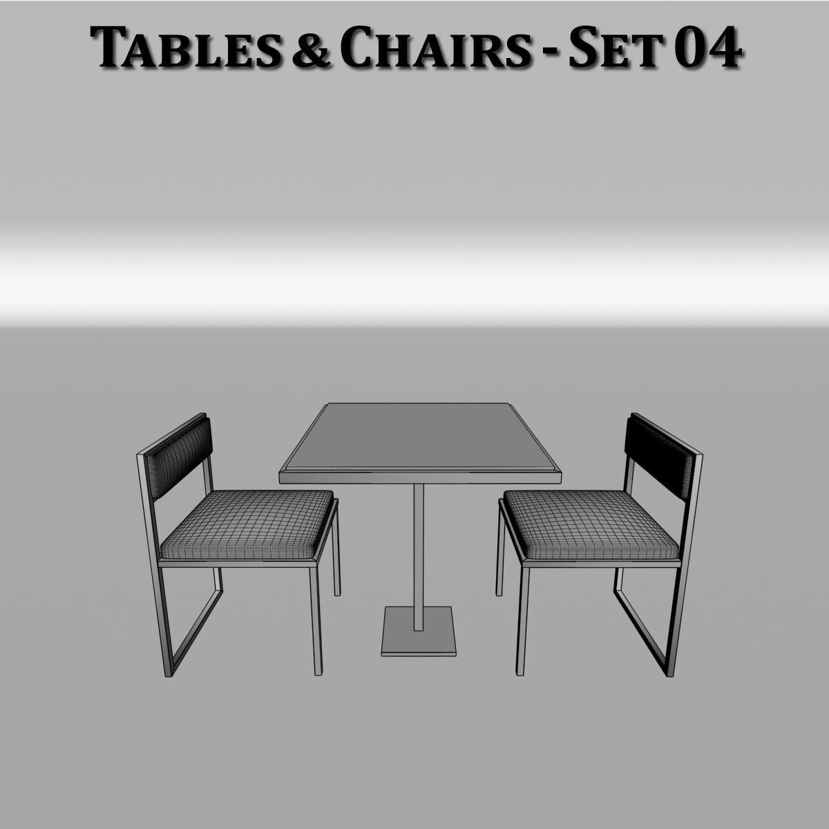 Metal Tables and Chairs - 4 Sets 3D model_24