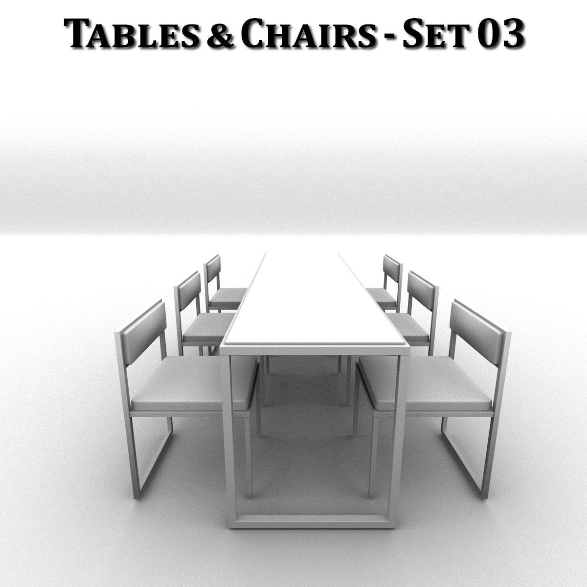 Metal Tables and Chairs - 4 Sets 3D model_15