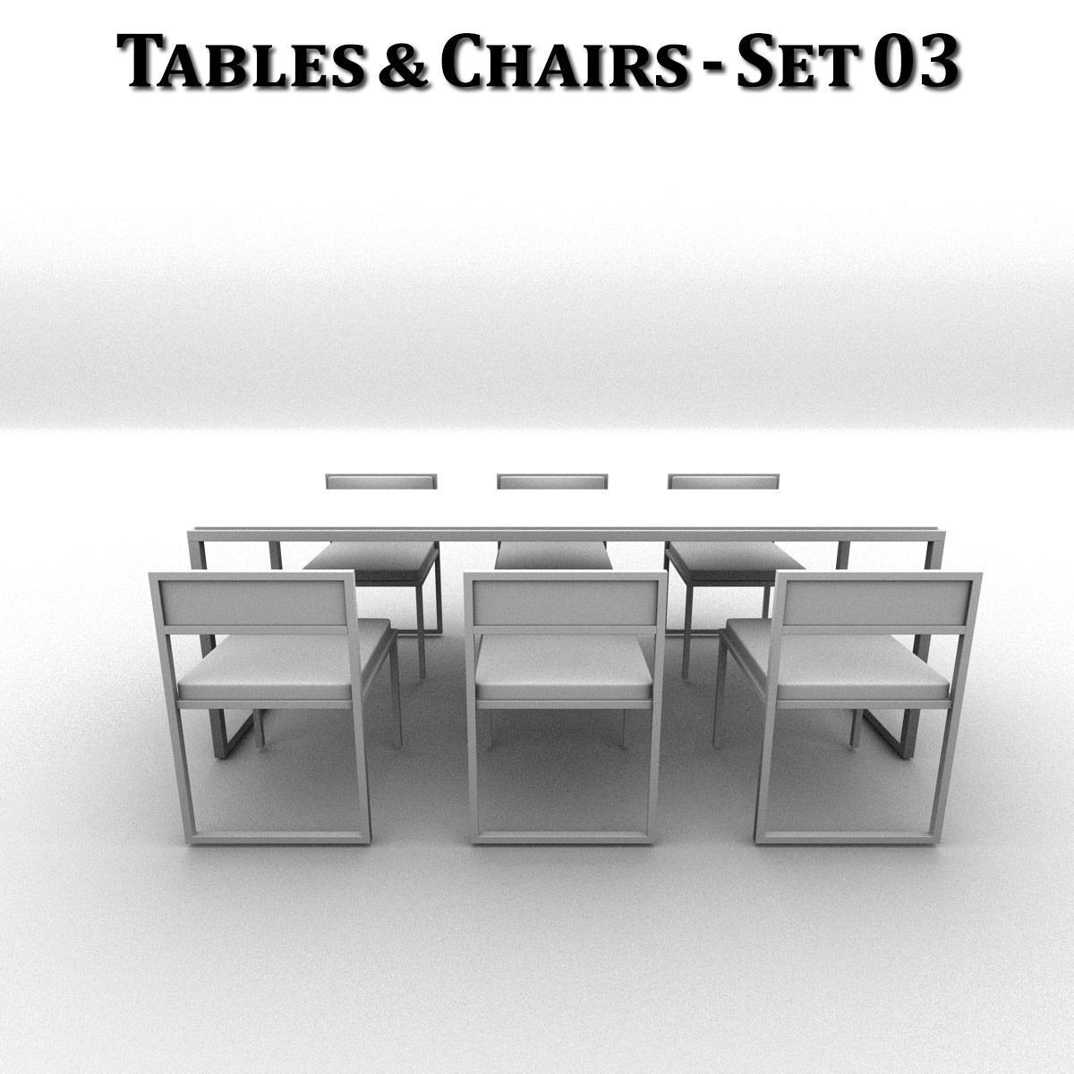 Metal Tables and Chairs - 4 Sets 3D model_18