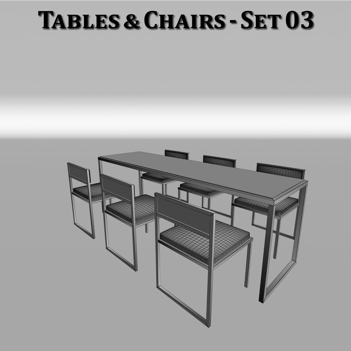 Metal Tables and Chairs - 4 Sets 3D model_17