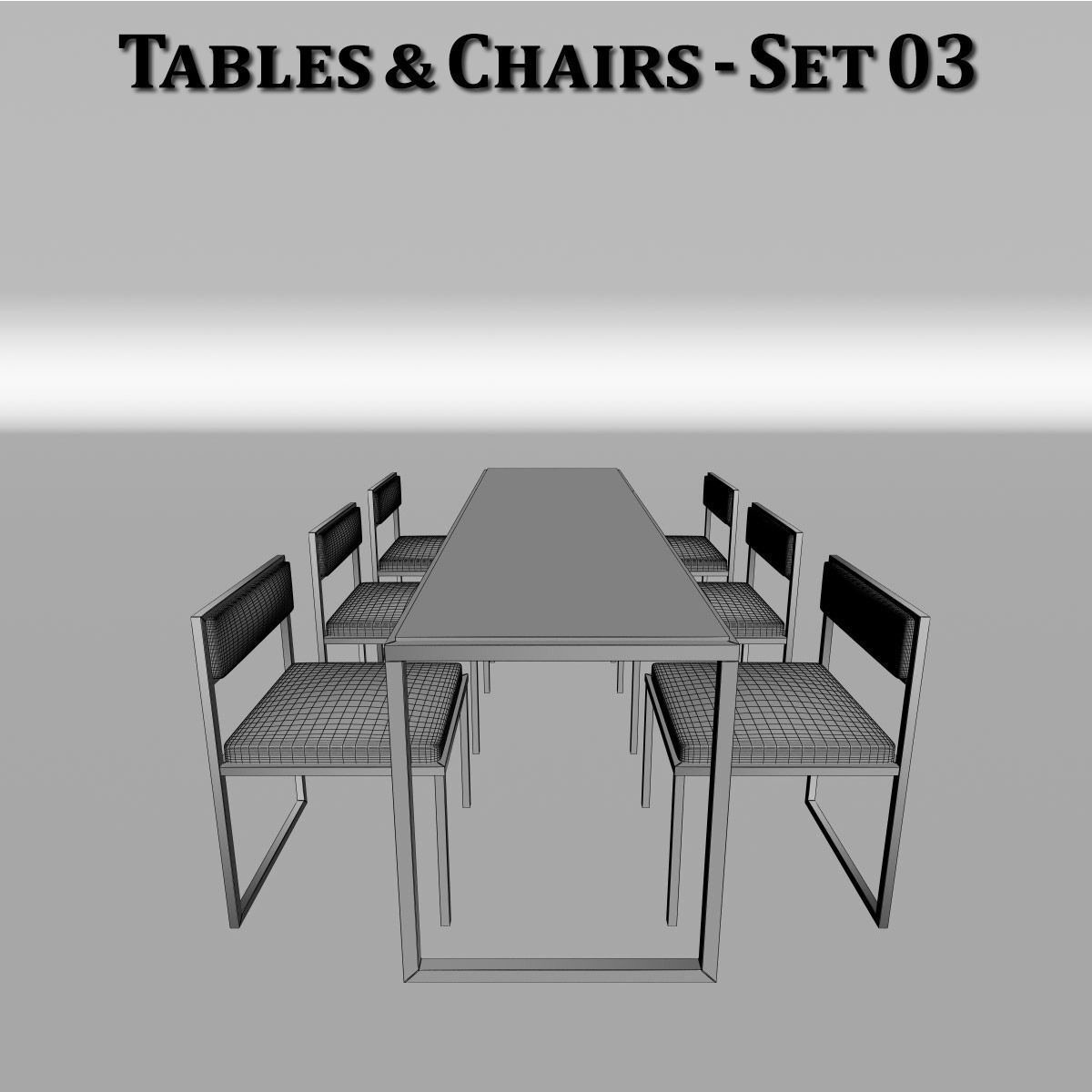 Metal Tables and Chairs - 4 Sets 3D model_21