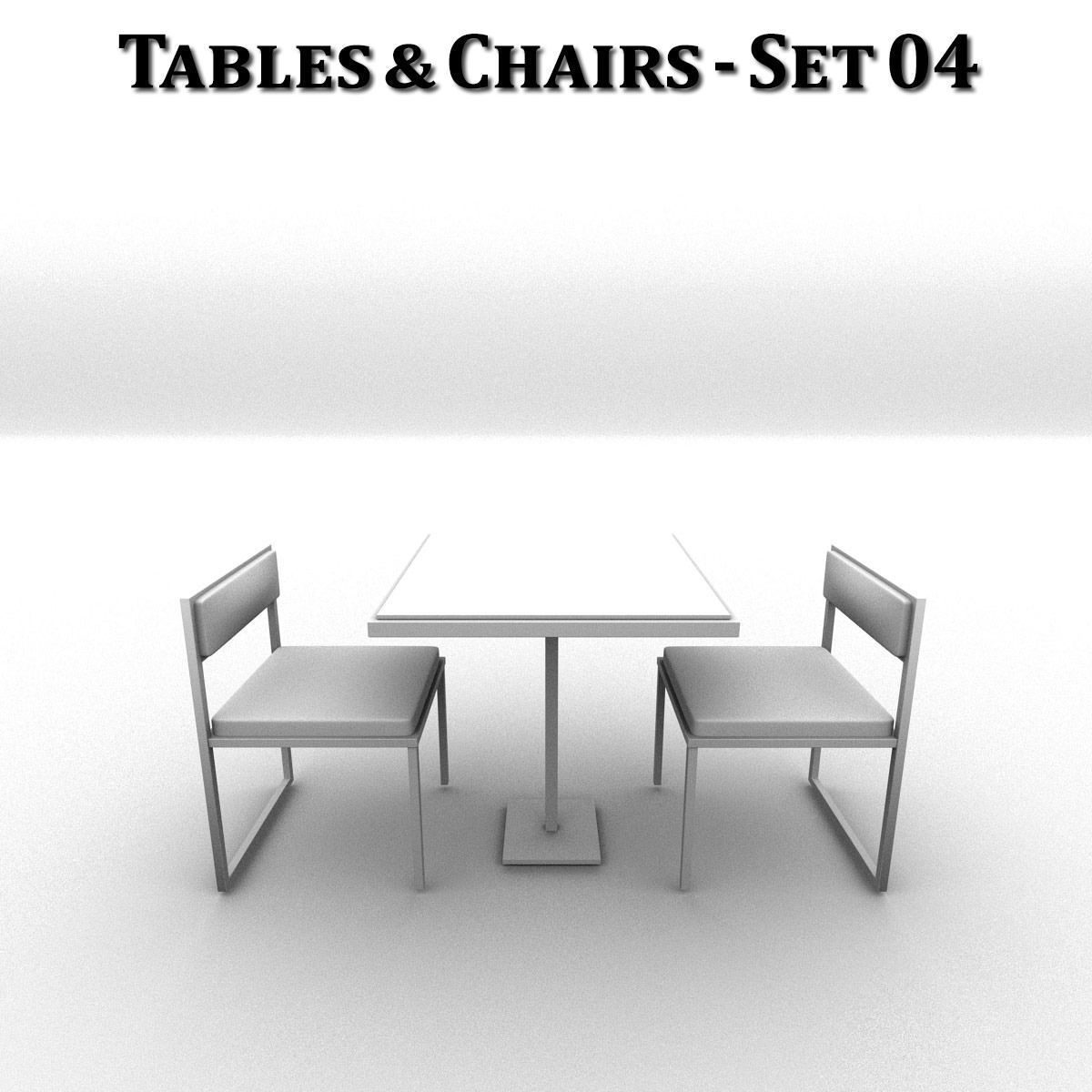 Metal Tables and Chairs - 4 Sets 3D model_27