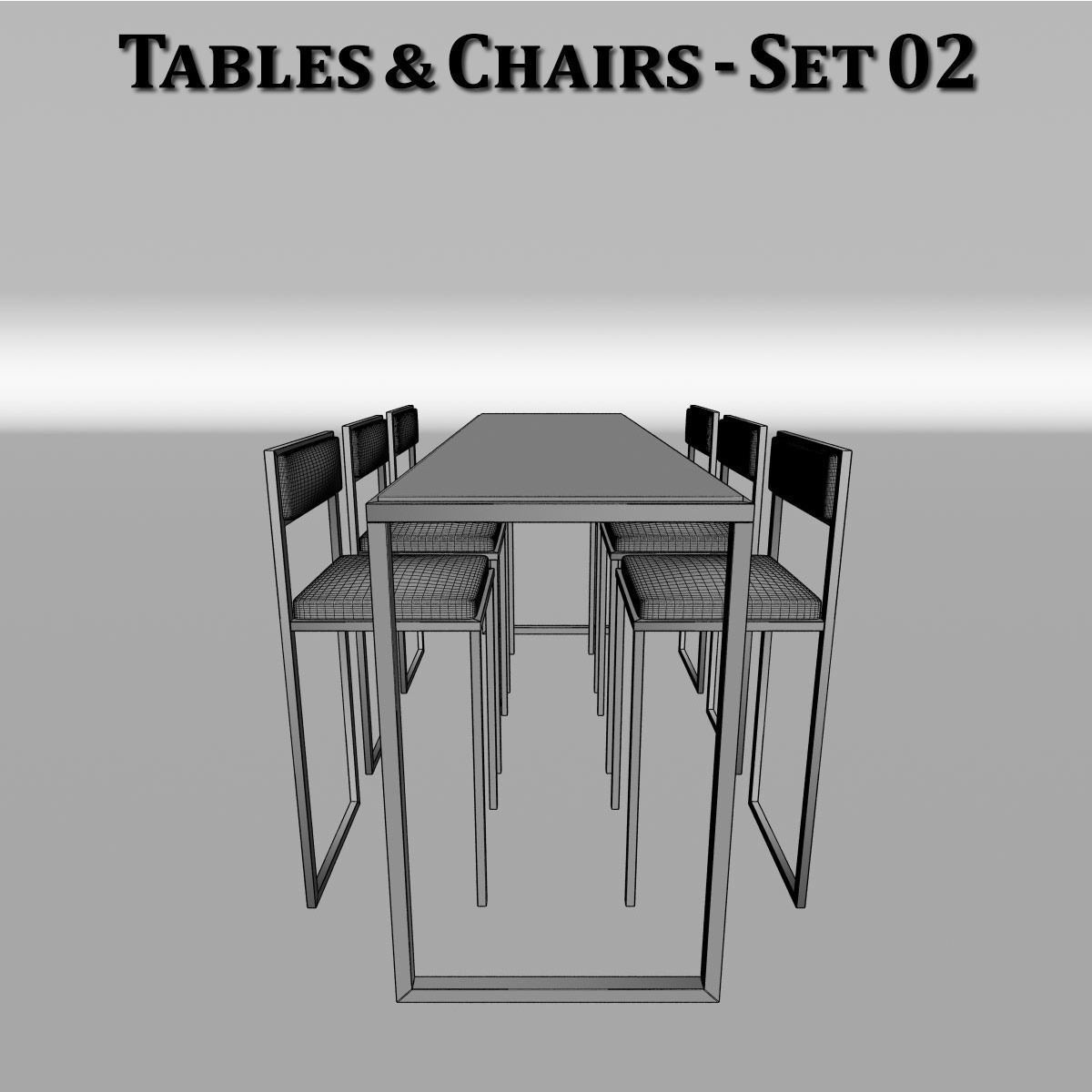 Metal Tables and Chairs - 4 Sets 3D model_9