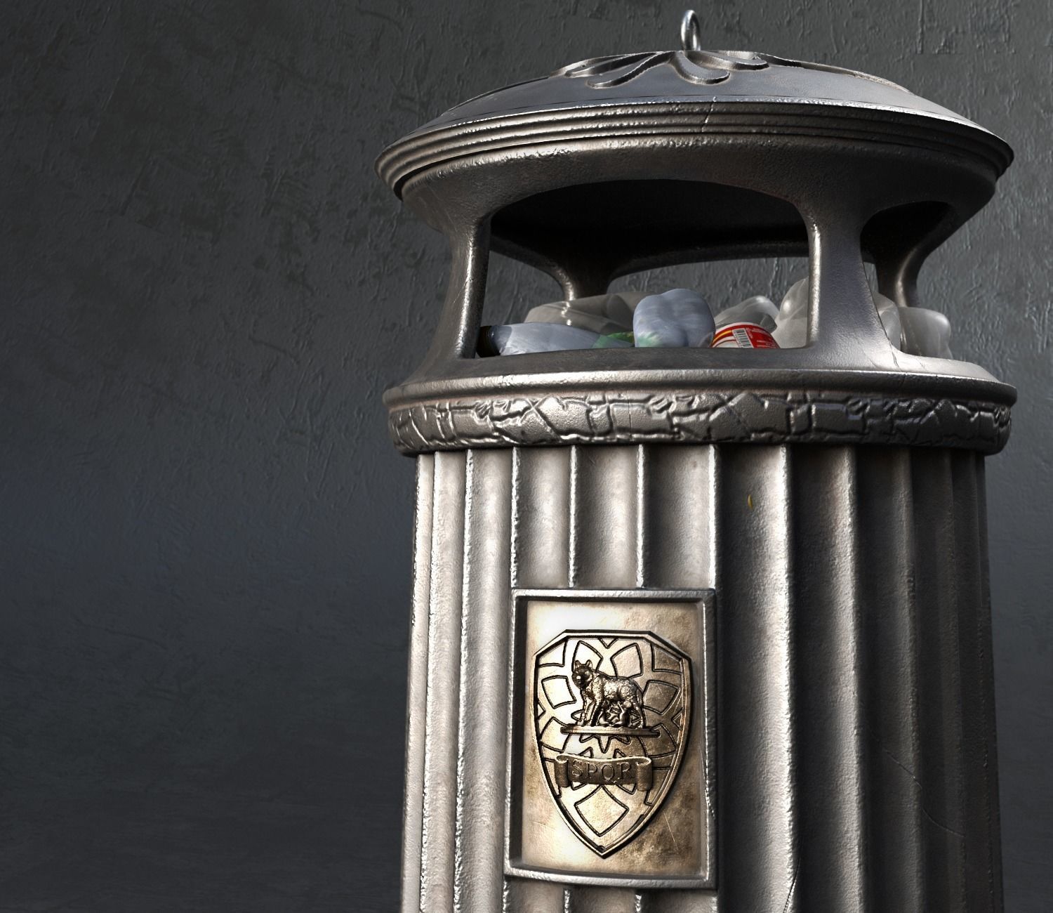 Street Vintage  Trash Can 3D model_3