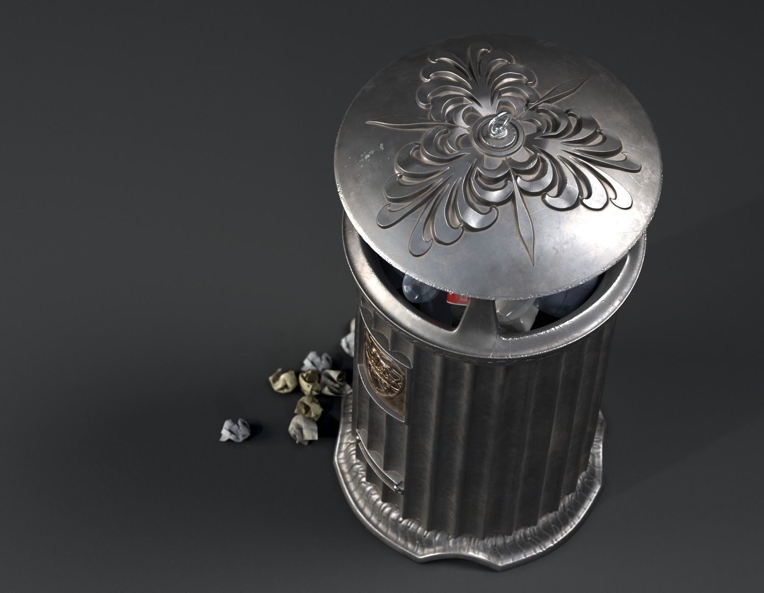 Street Vintage  Trash Can 3D model_4