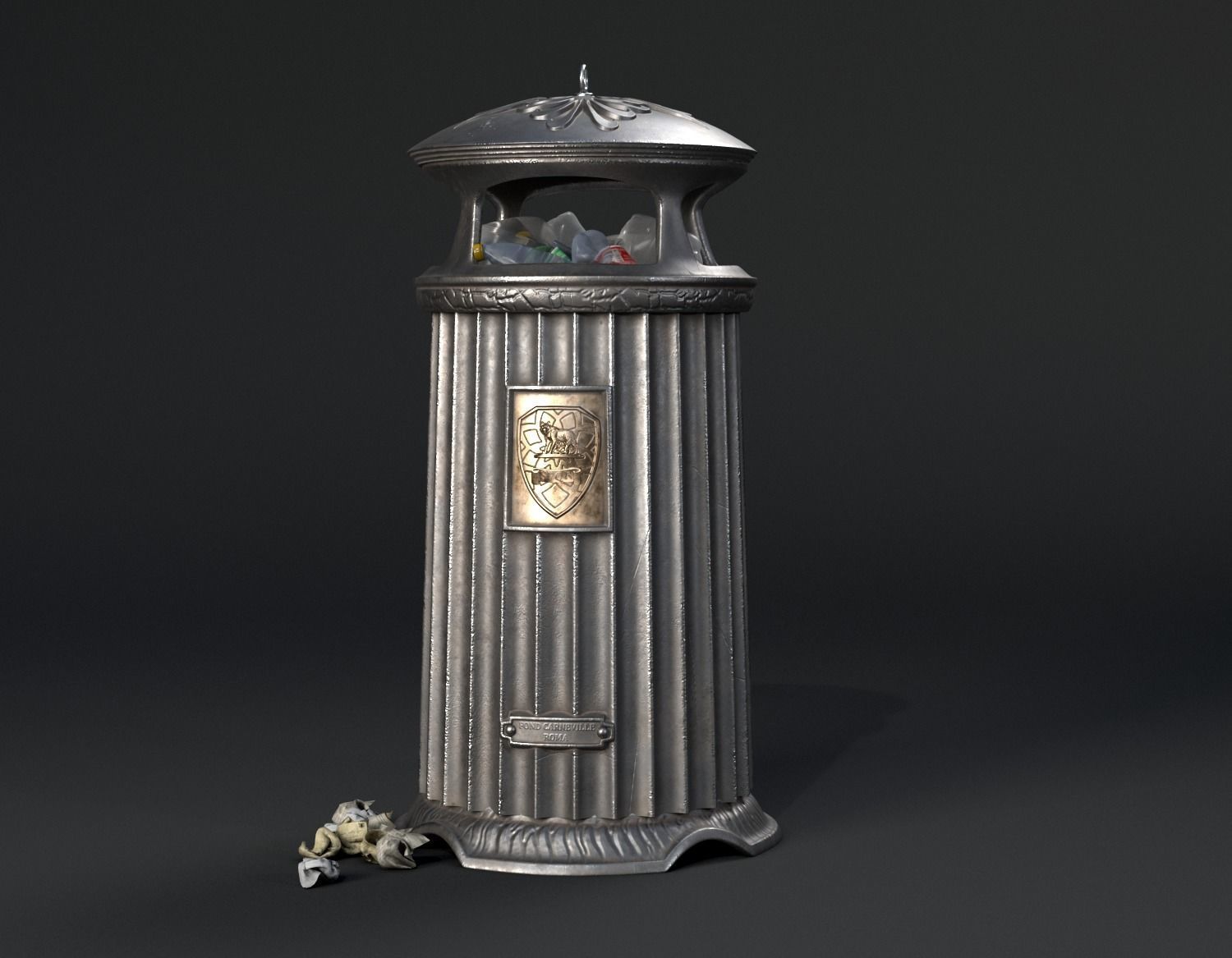 Street Vintage  Trash Can 3D model_2