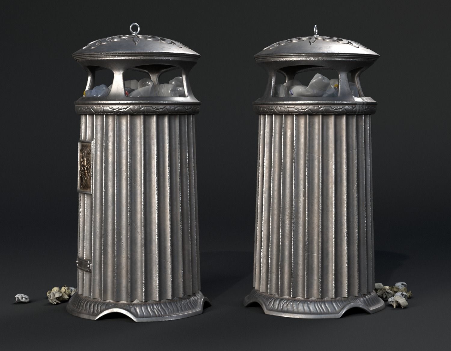 Street Vintage  Trash Can 3D model_7