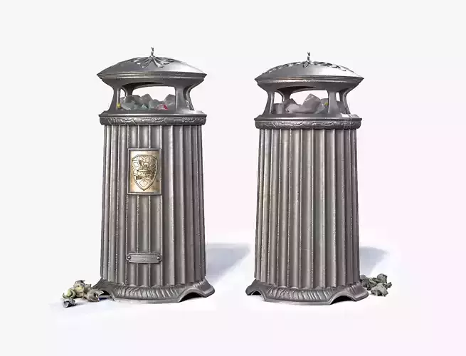 Street Vintage  Trash Can 3D model