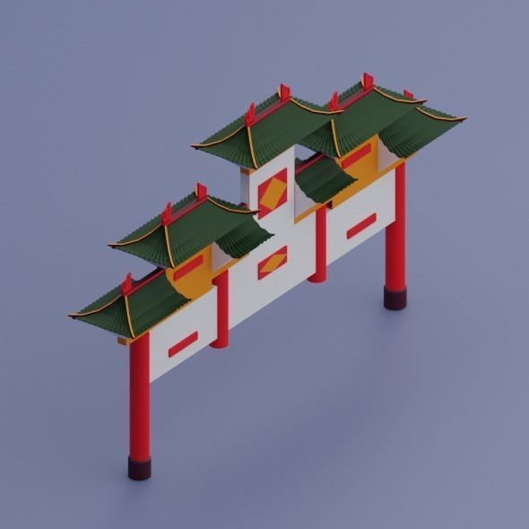 Pack low poly chinese city Low-poly 3D model_33