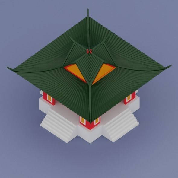 Pack low poly chinese city Low-poly 3D model_27