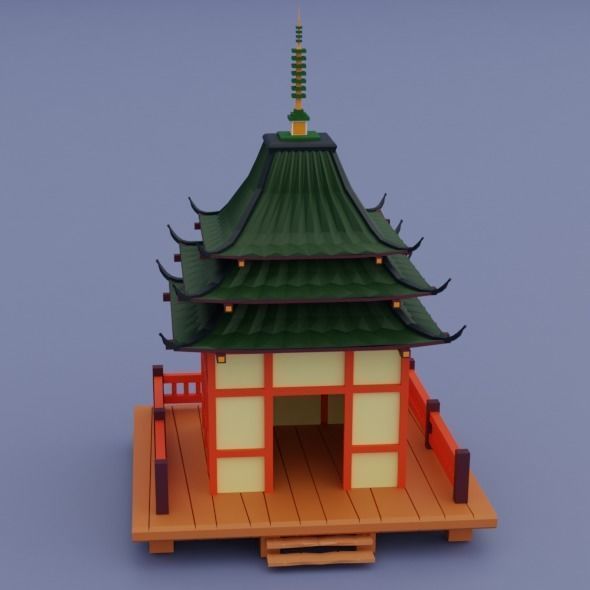 Pack low poly chinese city Low-poly 3D model_16