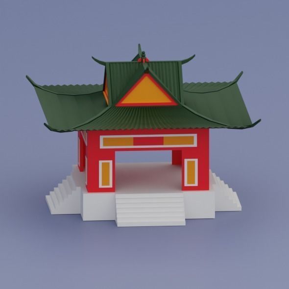 Pack low poly chinese city Low-poly 3D model_26