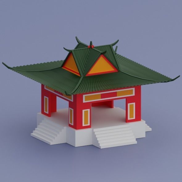 Pack low poly chinese city Low-poly 3D model_11