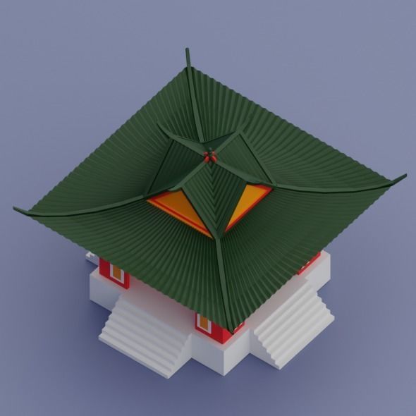 Pack low poly chinese city Low-poly 3D model_14