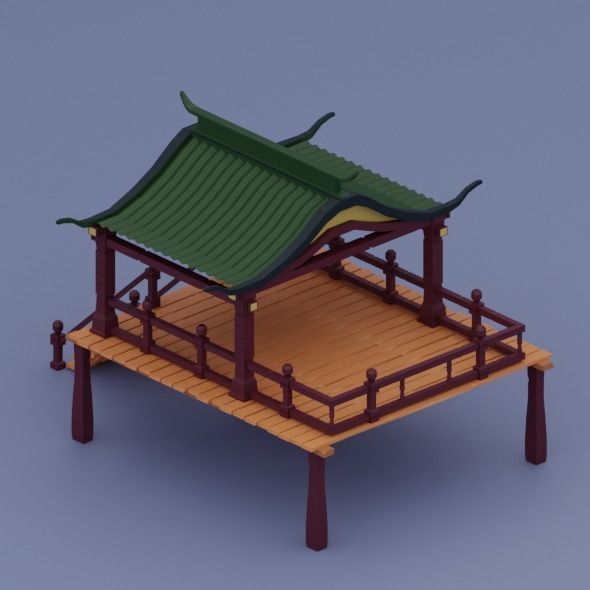 Pack low poly chinese city Low-poly 3D model_18