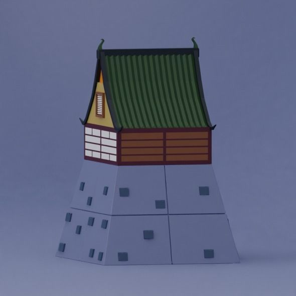 Pack low poly chinese city Low-poly 3D model_12
