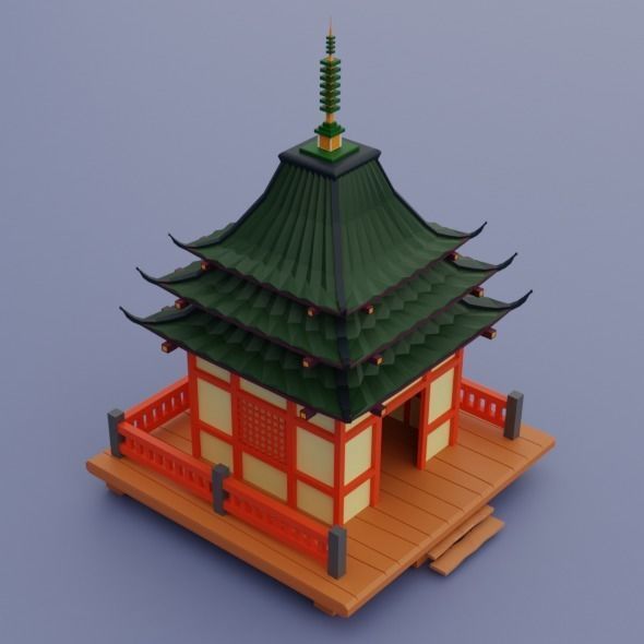 Pack low poly chinese city Low-poly 3D model_15