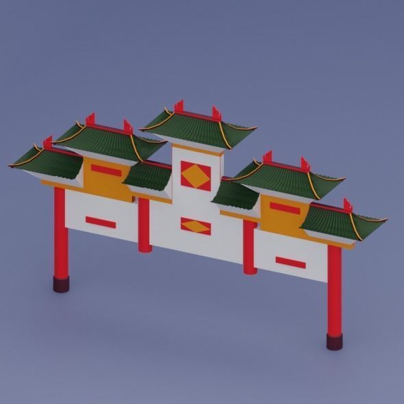 Pack low poly chinese city Low-poly 3D model_32