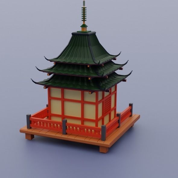 Pack low poly chinese city Low-poly 3D model_19