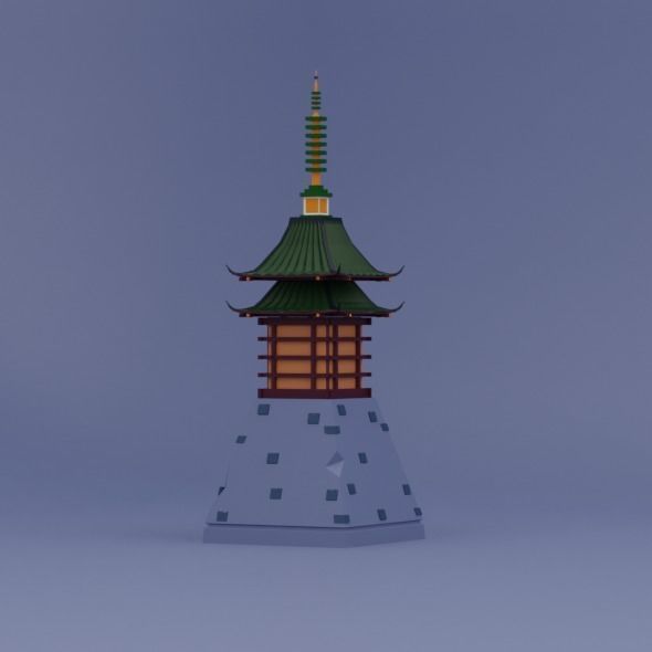 Pack low poly chinese city Low-poly 3D model_23