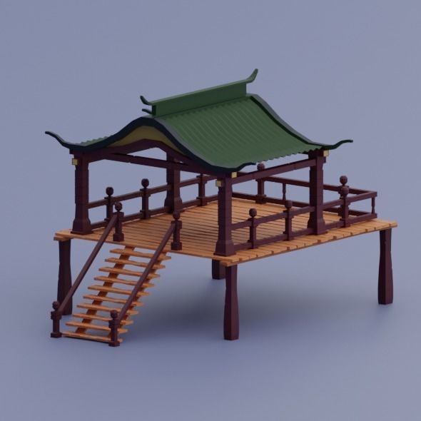 Pack low poly chinese city Low-poly 3D model_17