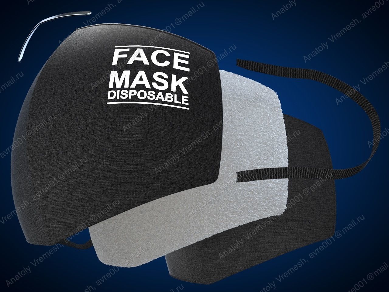 Protective mask and its composition 3D model_3