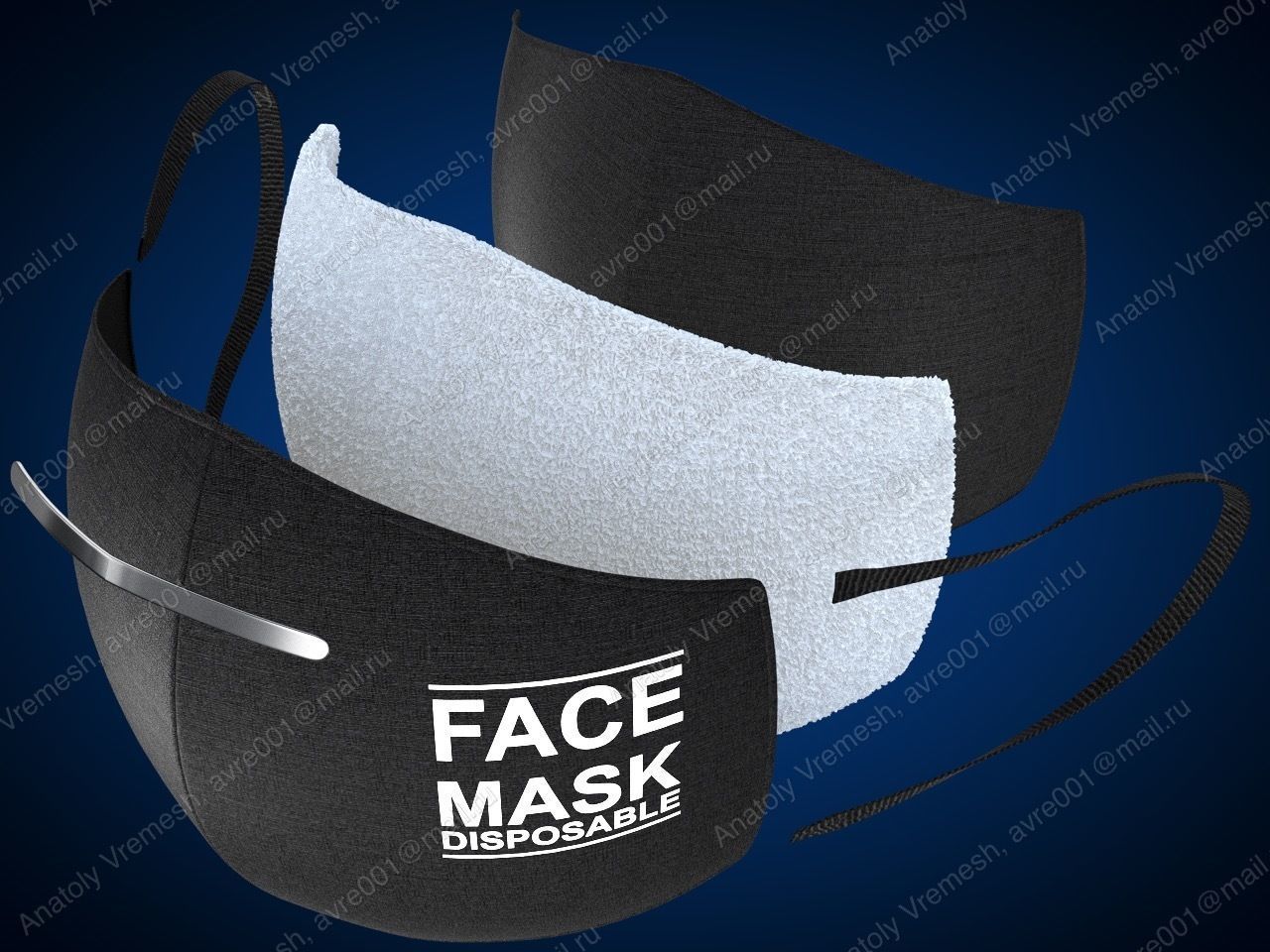 Protective mask and its composition 3D model_1