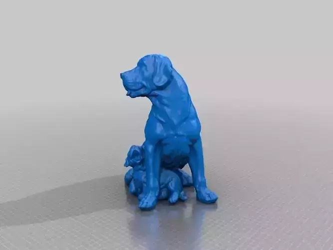 Labrador With Puppy Dog Statue 3D Scan