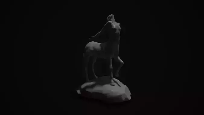 lowpoly hybrid woman on rock