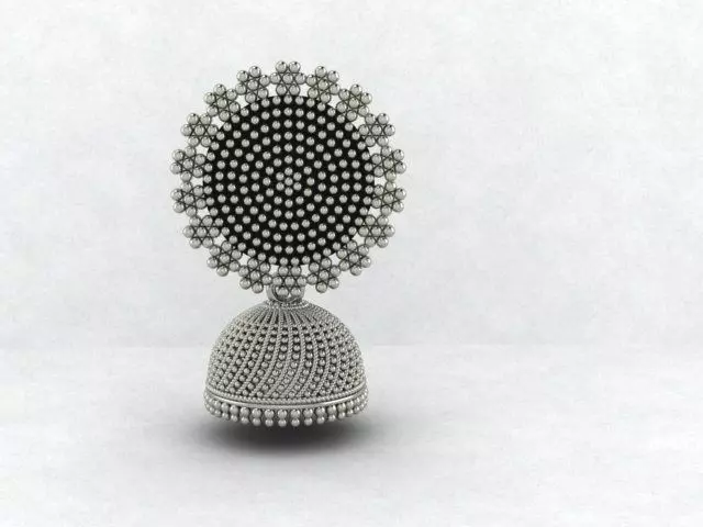 EARRINGS silver and jhumka 3D print model
